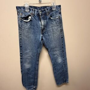 Levi's Blue Straight Jeans with Vintage Distressing